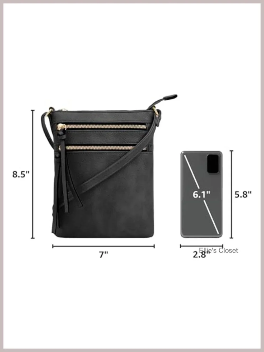 Crossbody Purse Bag Multi Pocket Zipper Faux Leather Shoulder Bag